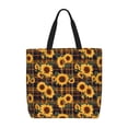 thumbnail image 1 of Easygdp Brown Blue Plaid Sunflower Bolsa Tote para Mujer, Bolso de Hombro para Trabajo, Playa, Viajes, Compras y Supermercado, 1 of 7