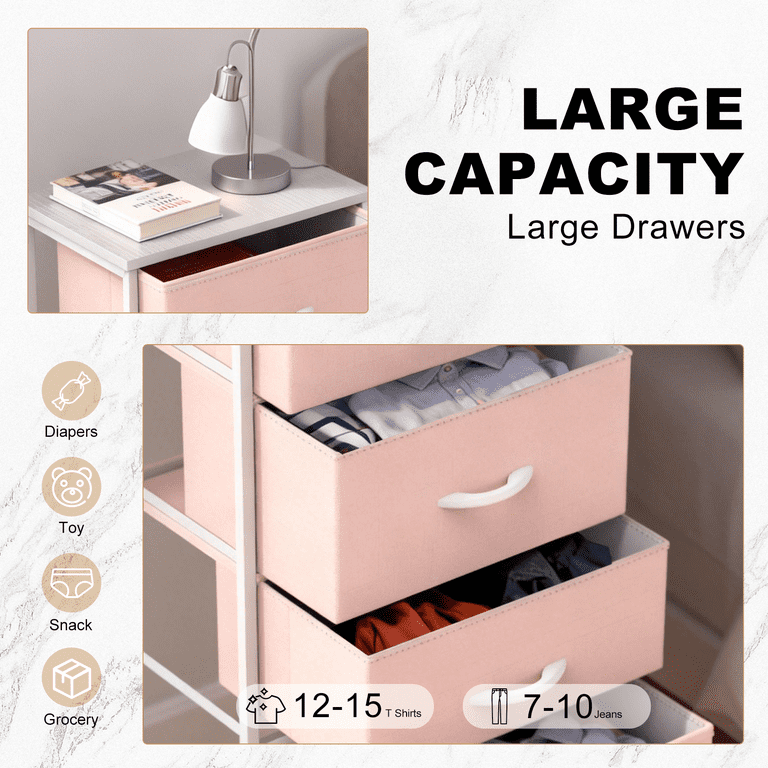TrumanPick 4-Drawer Fabric Storage Tower, Pink photo 6
