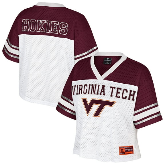 Women's Colosseum White Virginia Tech Hokies Treasure Cropped Football Jersey