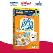 (2 pack) Kellogg's Frosted Mini-Wheats Original Breakfast Cereal, Family Size, 24 oz Box