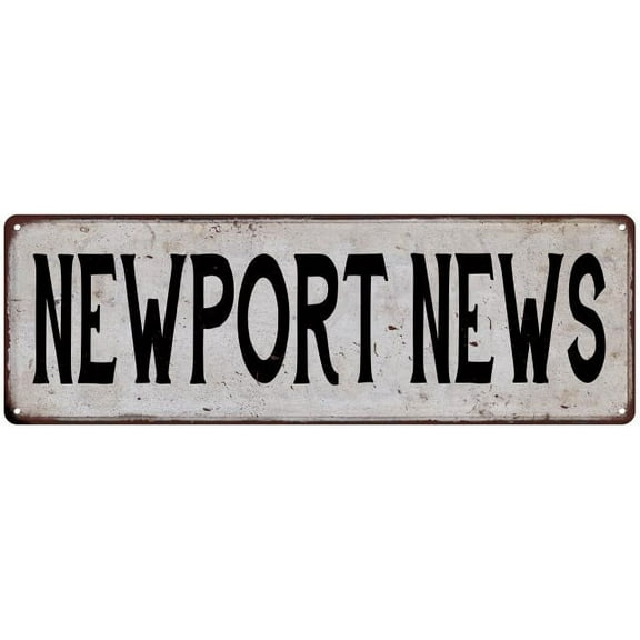 NEWPORT NEWS Vintage Look Rustic Metal 6x18 Sign City State 106180041357