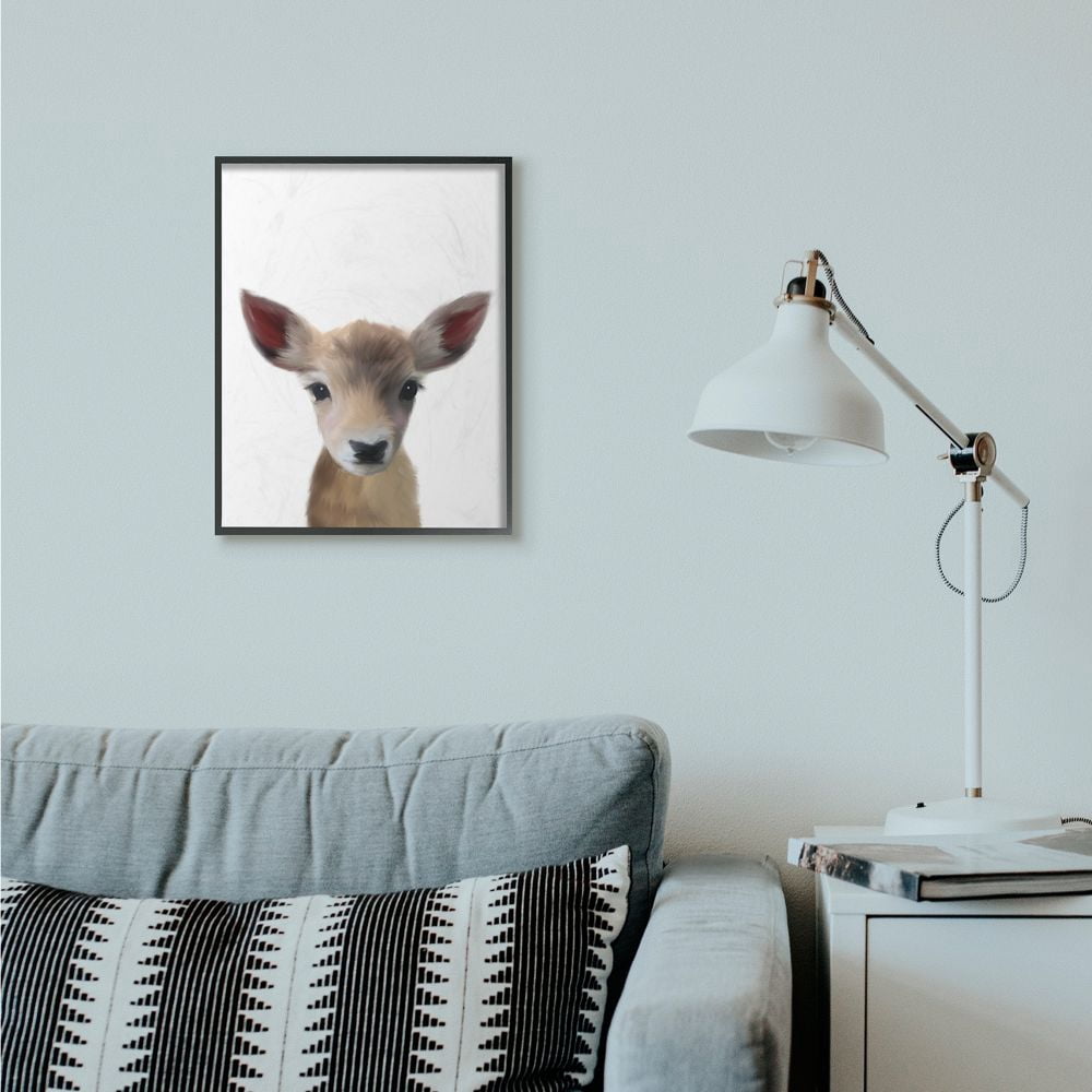 The Kids Room by Stupell Baby Deer Animal Kids Painting Framed Giclee Texturized Art by Leah Straatsma