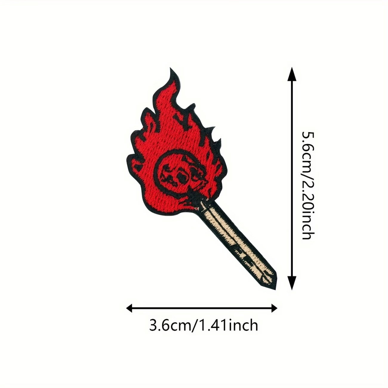 Skull with Burning Match Patch - Detachable Embroidered Badge for Clothing, Bags, and Accessories