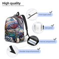 thumbnail image 4 of Naloa Psychedelic Shark Artwork Canvas Backpack for Men Women Rucksack Casual Travel Daypack College Tote Satchel Bookbag for Teens-Small, 4 of 7