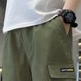 thumbnail image 6 of Zanarzt Boy Shorts Boy's Cargo Shorts Kids Athletic Basketball Bermuda High Waist Sweat Shorts with Pockets 9-10 Years,AG, 6 of 7
