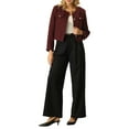 thumbnail image 2 of BLAZER CORTO DE TRABAJO PARA MUJERES INSPIRE CHIC DE MANGA LARGA ELEGANTE CHAQUETA DE TWEED XL ROJO VINO, 2 of 5