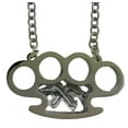thumbnail image 2 of Rock Rebel crossed guns Dog Tag Silver Chrome Necklace Tattoo Pendant, 2 of 2
