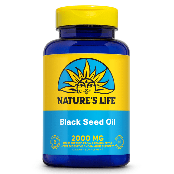 Nature's Life Black Seed Oil 1000 mg | Immune, Digestive & Heart Function Support, Hair & Skin Health | 90ct, 45 Serv.