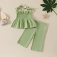 thumbnail image 4 of BLVB Baby Girl St. Patricks Day Outfits Toddler Newborn Sleeveless Smocked Ruffle Camisole Tops Long Pants Sets Summer Clothes, 4 of 7
