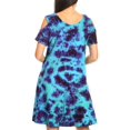 thumbnail image 2 of Sakkas Sienna Women's Knit Cold Shoulder Short Sleeve Flared Shift Short Dress - Turq - One Size, 2 of 5