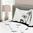 thumbnail image 3 of Ambesonne Black and White Quilted Bedspread Set 3 Pcs, Couple Silhouettes, Queen Size, Charcoal Grey White, 3 of 4