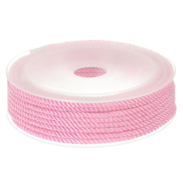 Unique Bargains Twisted Nylon Twine Thread Beading Cord 3mm 7M/23 Feet Extra Strong Braided Nylon String, Pink