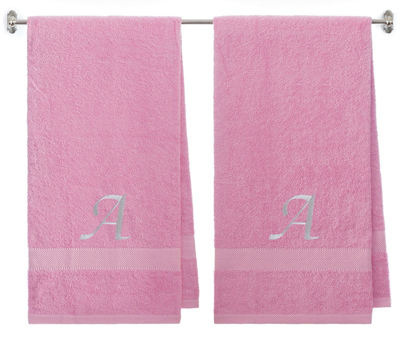Pink BY LORA Terry Absorbent Bath Towels Set of 4 