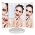 thumbnail image 2 of Lighted Makeup Mirror with 21 LED Lights, Make Up Vanity Mirror with 3X/2X/1X Magnification and Touch Screen, Cosmetic Trifold Table Eye Magnifying Makeup Mirror for Travel(White), 2 of 2