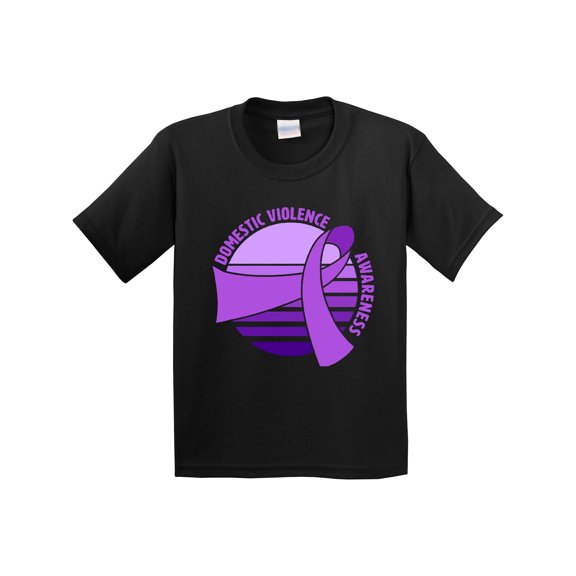 Inktastic Domestic Violence Awareness Purple Ribbon over Sunrise Youth T-Shirt