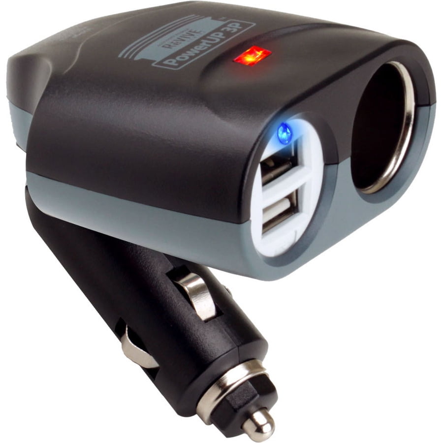ReVIVE PowerUP 3P Universal 3Port USB Car Charger with DC Splitter Adapter and 2A Maximum USB
