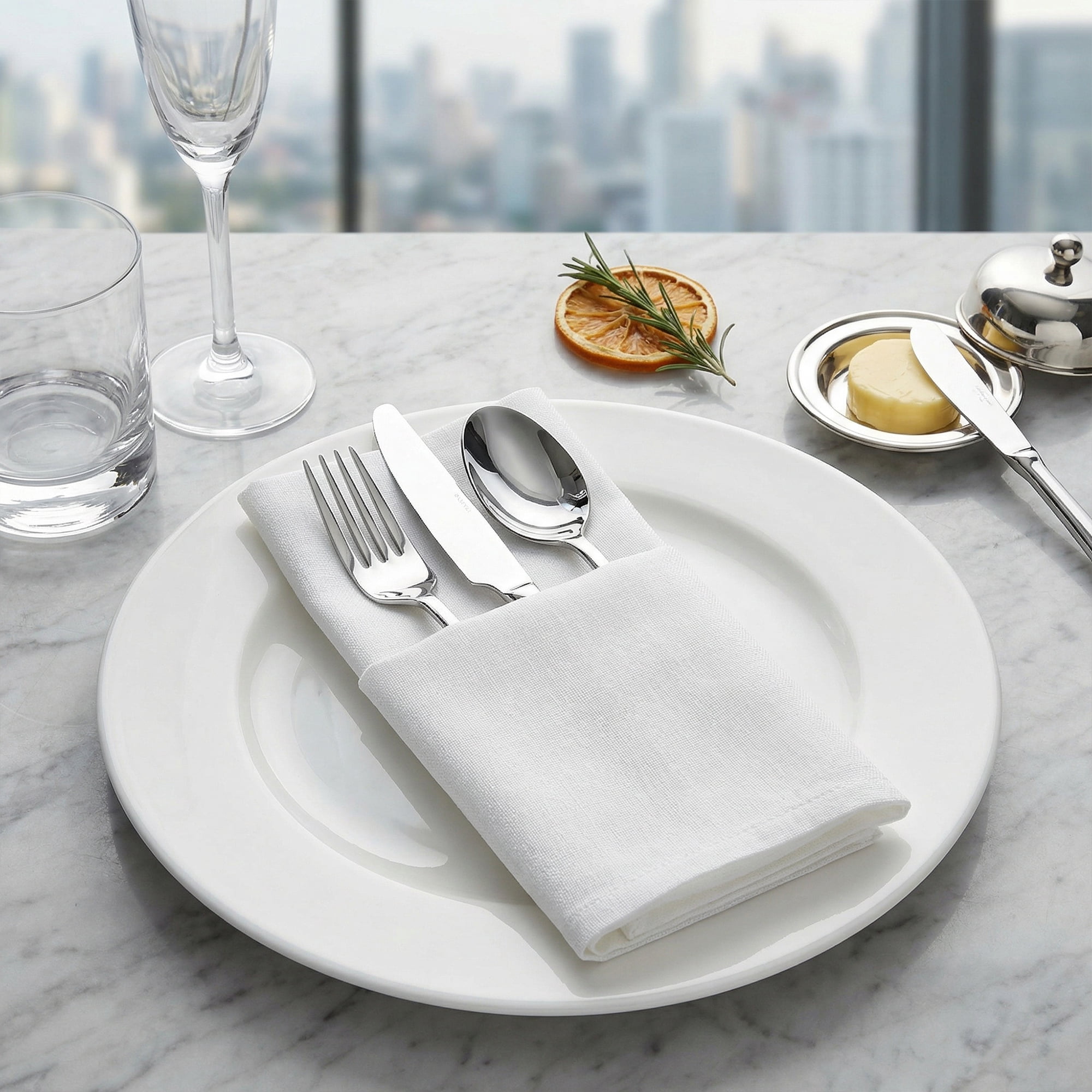 Unique Bargains 6Pcs Dinner Use Cotton Cloth Napkins White 20x20inch