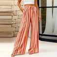 thumbnail image 4 of Mifsaly Womens Lounge Pants Colorful Striped Casual Palazzo Trousers High Waist Drawstring Elastic Waist Summer Beach Flowy Lounge Pants with Pockets Orange,M, 4 of 6