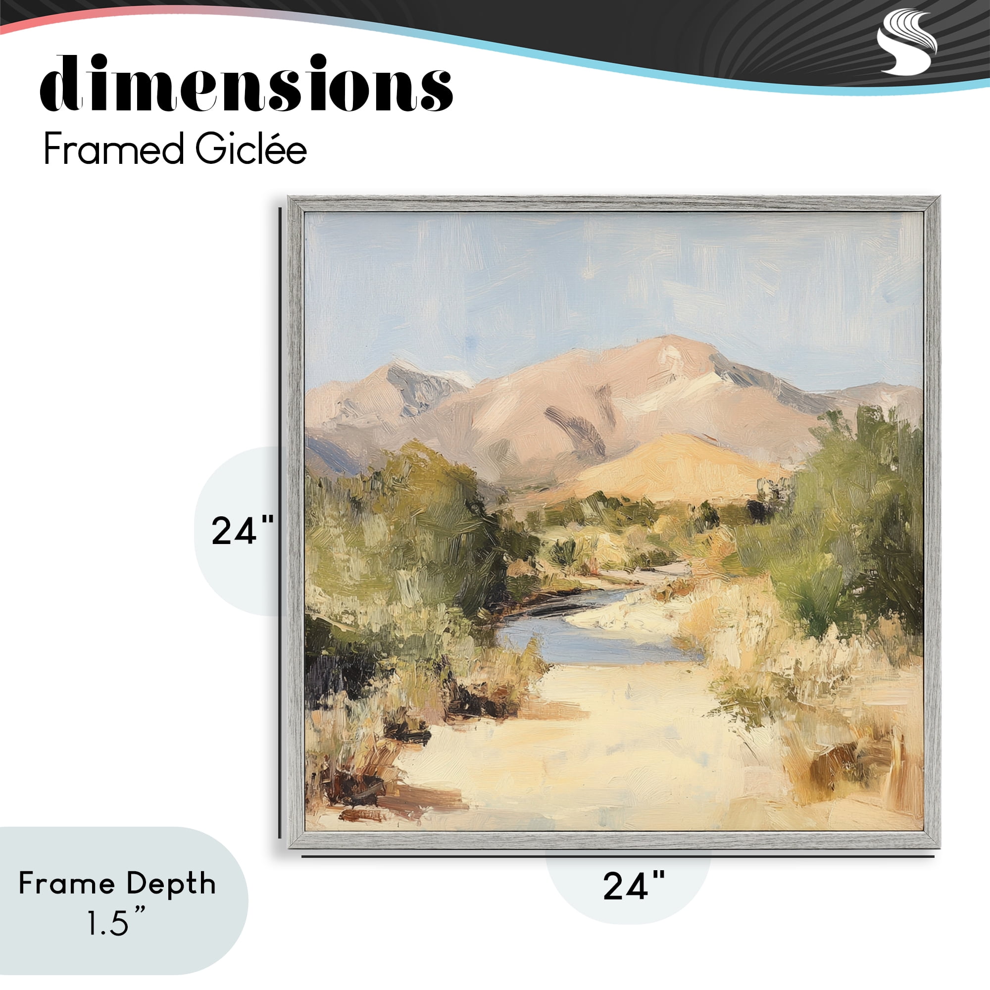 Stupell Industries Beige Desert Mountain Stream Gray Framed Giclee Art, design by Petal Prints Design