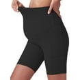 thumbnail image 2 of Spencer Women's Maternity Bike Shorts Yoga Leggings Over The Belly Bump Pregnancy Workout Running Active Athletic Shorts with Pockets (XL, Black), 2 of 9