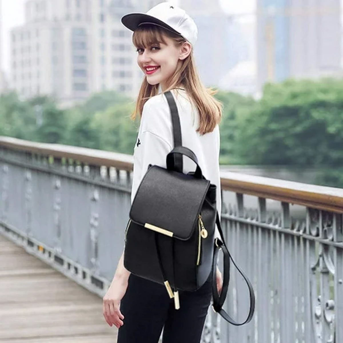coofit black leather backpack for girls schoolbag casual daypack KIDNUO Laptop Backpacks 15.6 Inch College Cute Bookbag Anti Theft Primary Elementary School Bag for Students Teens Girl Women (Black) Trendy Schoolbag for Girls Backpacks