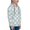 thumbnail image 3 of Fotbe Daisy Plaid Blue Pattern Youth Pullover Hooded Sweatshirt, Boys Hoodie, Kangaroo Pocket Hoodie for Kids Girls -Large, 3 of 6
