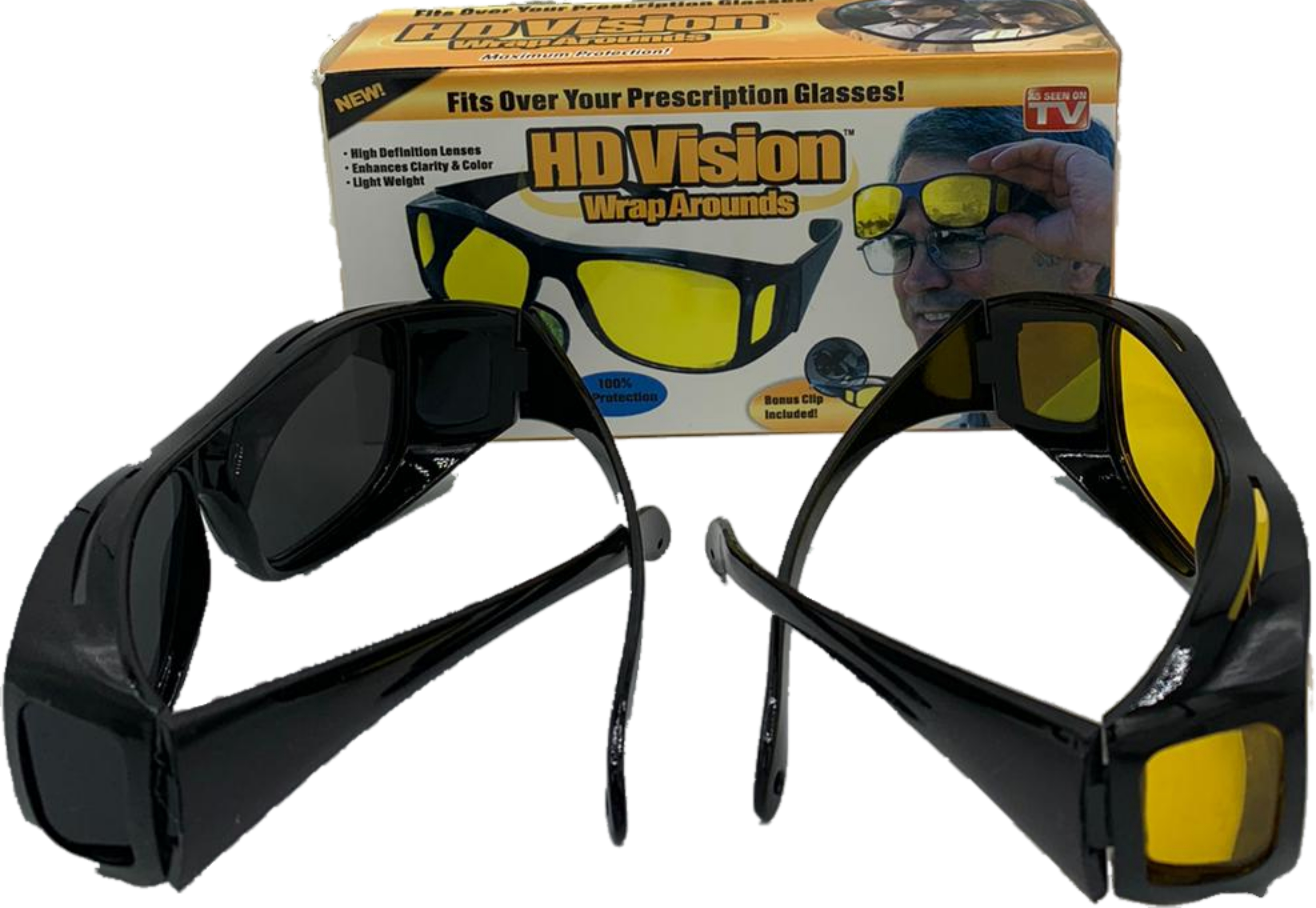 HD Night & Day Vision Wraparound Sunglasses, As Seen on TV, Fits over Glasses Bonus Pair Included - image 3 of 6