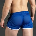 thumbnail image 4 of HKYNLAG Mens Mesh Workout Shorts Sexy Breathable Drawstring Side Stripe Running Shorts See Through Fitness Beach Shorts Blue L, 4 of 6