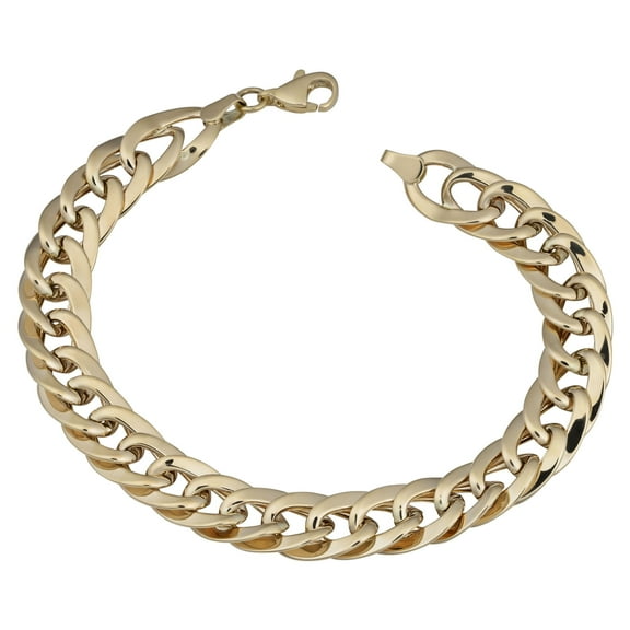 KoolJewelry 14k Yellow Gold 9mm Bold Flat Link Bracelet (7.5 inches)