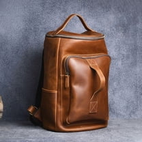 Vintage Crazy Horse Leather Hand-carrying Backpack Travel Leather Hiking Backpack,Vintage Brown