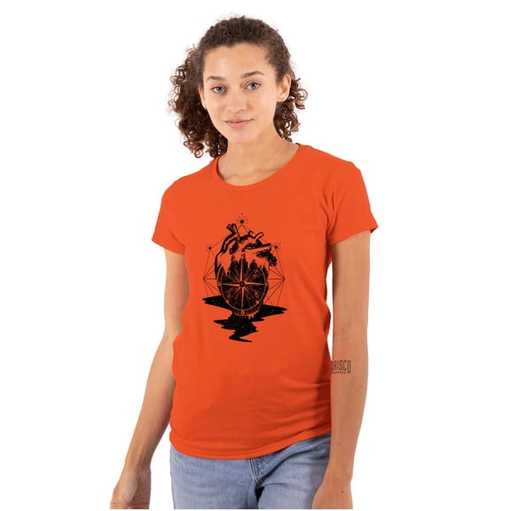 Diamond Bleeding Heart Compass Womens Fitted Plus Size Graphic Tee Brisco Brands 2X