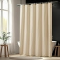 thumbnail image 2 of Zrodlmo Boho Chevron Textured Fabric Shower Curtain, Farmhouse Tassel Bathroom Curtain with Hooks, 72"x 72", Khaki, 2 of 9