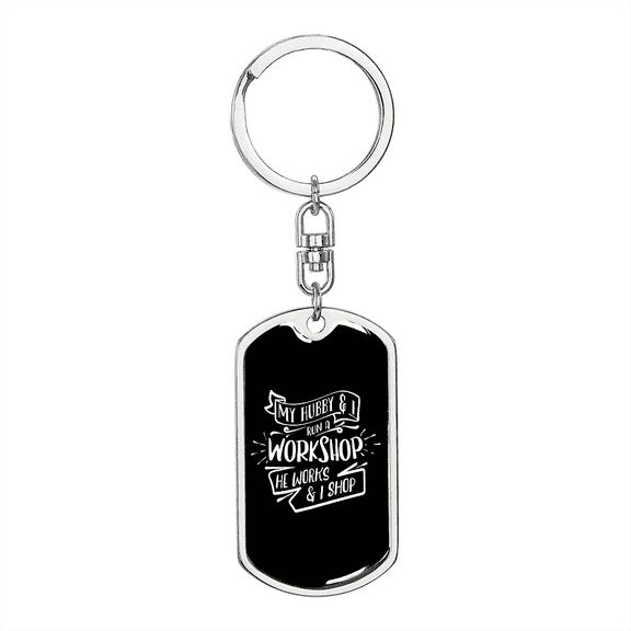 To My Wife Workshop Stainless Steel or 18k Gold Premium Swivel Dog Tag Keychain