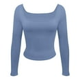 thumbnail image 2 of BOBOGOJP Women Fashion Tight Low Square Neck Long Sleeve T Shirt Top Thermal Underwear Top for Women Pack Womens Thermal Tops Long Sleeve plus Thermal Top (Blue,XXL), 2 of 4
