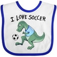 thumbnail image 3 of Inktastic I Love Soccer-Dinosaur in Blue Boys or Girls Baby Bib, 3 of 4