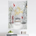 thumbnail image 1 of Cardinal Tapestry, Snowy Bank Street Merry Christmas Traditional Greeting Birds Winter Holiday, Fabric Wall Hanging Decor for Bedroom Living Room Dorm, 5 Sizes, White Pearl Ruby, by Ambesonne, 1 of 1