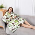 thumbnail image 5 of Oversized Wearable Blanket Hoodie,Green Football Monogram Pattern Sherpa Blanket Hoodie with Super Pockets,Super Warm Fuzzy Pullover for Women & Men, 5 of 6