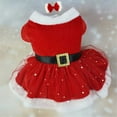 thumbnail image 6 of HQREA Dog Christmas Dress with Hair Bow Winter Puppy Holiday Costume Red Velvet Dress Pet Outfit Clothes, 6 of 8