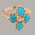 thumbnail image 5 of LBG British Made 10k Rose Gold Natural Diamond & Turquoise Womens Promise Ring - 33 size options - Size 7.75, 5 of 6