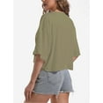 thumbnail image 4 of Women's Oversized Crop T-Shirt - Drop Shoulder Round Neck Workout Top - Comfort Casual Short Tee, 4 of 4
