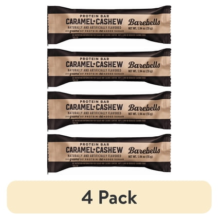 (4 pack) Barebells Caramel Cashew Protein Bar 55g - 20g protein