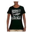 thumbnail image 2 of Wild Bobby Respect The Locals Save Our Oceans Shark Animal Lover Women Graphic Tee, Forest Green, Large, 2 of 6