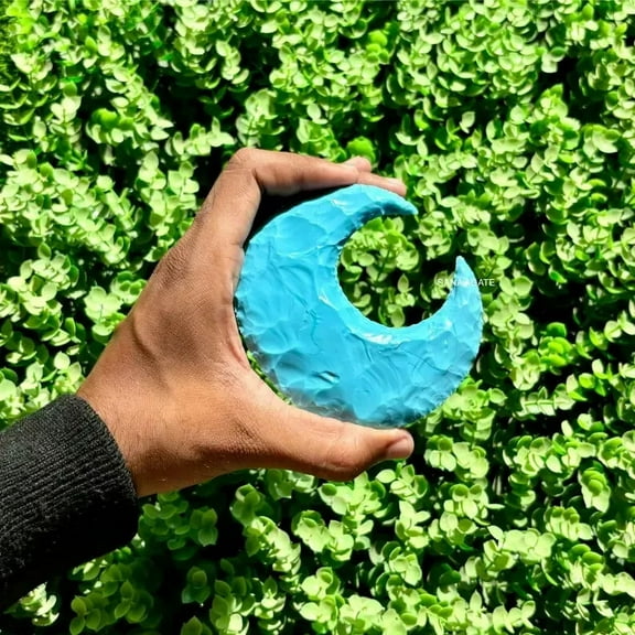 Turquoise Crescent Carved Moon Stone Crystal For Home Décor Display & Gift Item