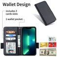 thumbnail image 5 of Allytechgroup Flip Case for iPhone 16e, PU Leather Slim Fit Shell Cards Holder Kickstand Shockproof Anti-Scratch Corner Protective Wallet Case for iPhone 16e, Black, 5 of 5