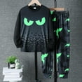 thumbnail image 5 of Mikrdoo 11 Years Big Boys Casual Long Sleeve Top & Joggers Set, 12 Years Kid Boys Halloween Glow-in-the-dark Bat Pattern, 2Pcs Co Ord Set For Spring Fall, 5 of 9