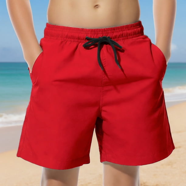 Odeerbi 6-14 Años Niños Color Sólido Pantalones Cortos de Playa Seco Rápido Con Bolsillos Elásticos Pantalones Cortos de La Tabla de La Cintura