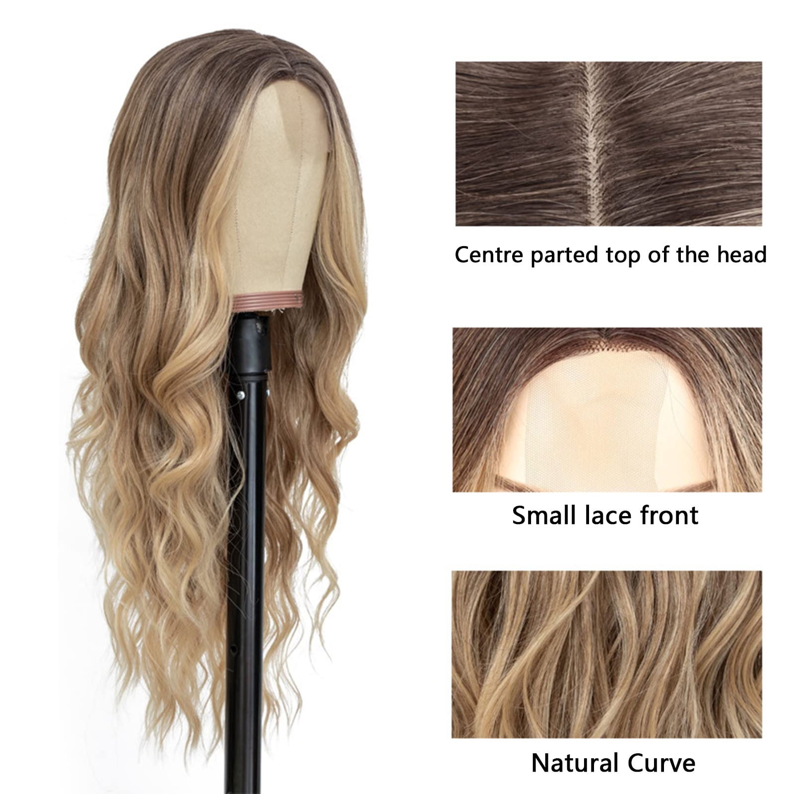 Caeoweyjj Lace Front Real Hair Wigs for Women Human Curly Hair Wigs for Women Long Hair Wigs for Women 28 Dark Hair Wig Light Synthetic Lace Front Wig Long Blonde Wavy Wig For Women Middle Part Curly