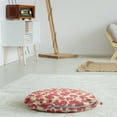 thumbnail image 3 of Farm Round Floor Cushion with Handle, Repeated Illustration of Numerous Abstract Rooster Feathery Chicken Animal Drawings, Pillow for Living Room & Dorms, 18" Round, Cream Coral, by Ambesonne, 3 of 4