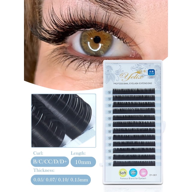 Yelix Profesionales Extensión de pestañas Extensión de pestañas de seda Pestañas individuales Volumen ruso suave Pestañas Faux Cils naturales Tan Jianjun unisex