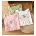 thumbnail image 5 of T Shirts For Women Womens Tops Loose Cotton Elegant Summer Five Part Sleeve Top Round Neck Embroidered Shirt Short Sleeve T Shirt, 5 of 7